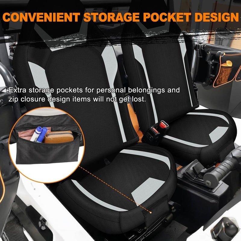 BORDAN RZR Seat Covers with Pocket for 2014-2023 Polaris RZR XP 1000 2 Seats/4 Seats, 1680D Heavy Duty UTV Seat Cover Waterproof Compatible with 2017-2022 Polaris RZR XP Turbo & XP RS1, 2 Pack - Image 4
